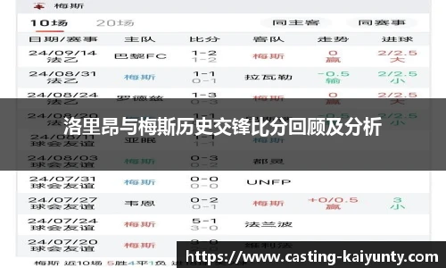 洛里昂与梅斯历史交锋比分回顾及分析